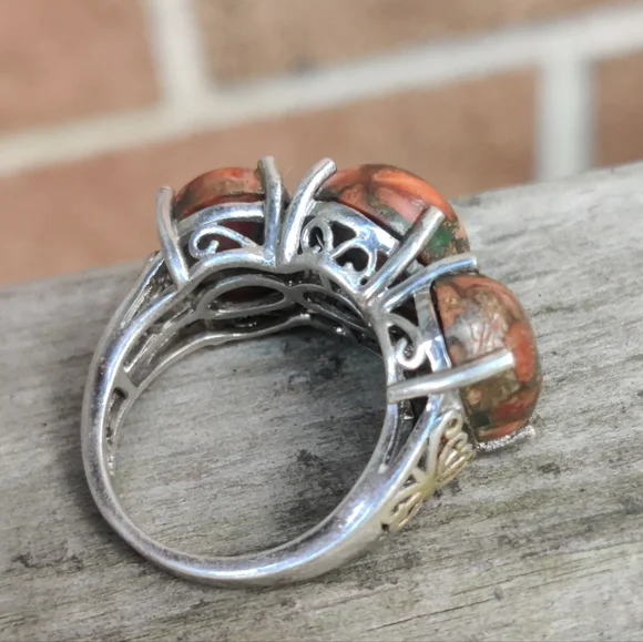 Sterling Orange Mojave Turquoise Ring - Picture 6 of 7